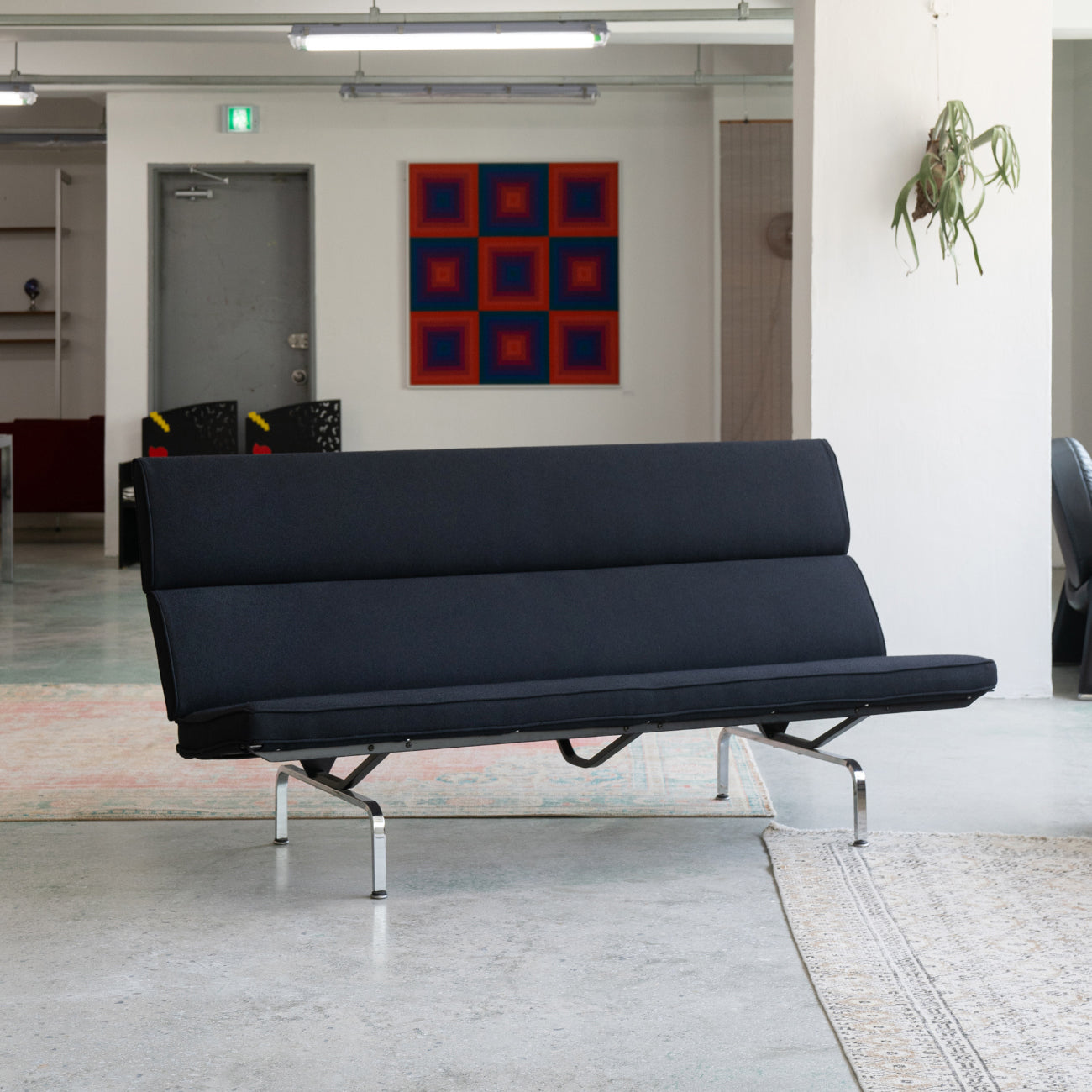 (LOT 09) Eames Compact Sofa (Knoll Black Fabric)